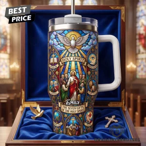 Seven Gifts of the Holy Spirit Stained Glass Personalized Christian Gift 40oz Tumbler with Handle