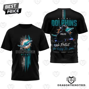 Miami Dolphins Police Tribute Law Enforcement We Protect You Enjoy The Game 3D Graphic T-Shirt
