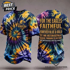 West Coast Eagles AFL Tie-Dye Blue & Gold Faithful T-Shirt