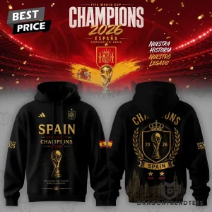 Spain World Cup Champions 2026 Commemorative Gold Graphic Pullover Hoodie
