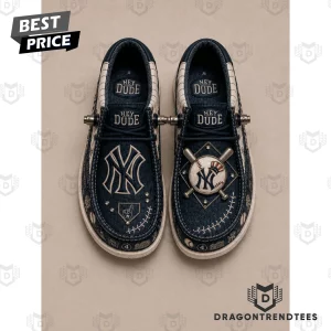 New York Yankees Custom Pinstripe Navy Blue Lightweight Canvas Slip-On Loafer Shoes