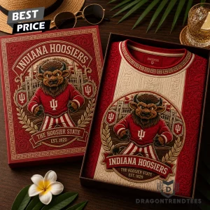 Indiana Hoosiers IU NCAA Premium 3D Embossed Textured Vintage Graphic T-Shirt