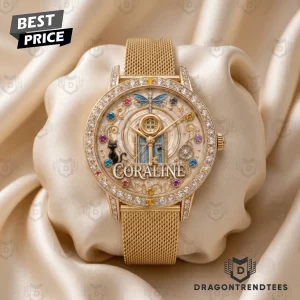 Coraline Secret Door Golden Button Imperial Ladies Edition Premium Gold Stainless Steel Watch