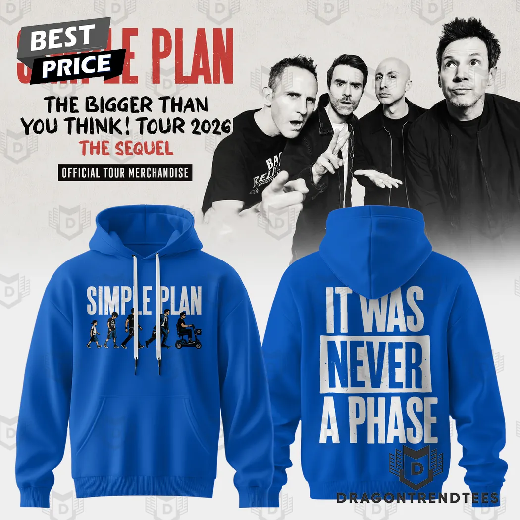 Simple Plan The Bigger Than You Think Tour 2026 Official Merch Blue Graphic Hoodie Simple Plan The Bigger Than You Think Tour 2026 Official Merch Blue Graphic Hoodie