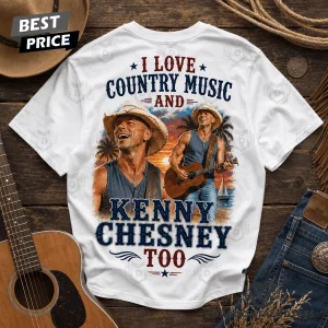 Kenny Chesney I Love Country Music Vintage Beach Sunset Premium 3D Graphic T-Shirt