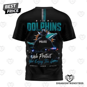 Miami Dolphins Police Tribute Law Enforcement We Protect You Enjoy The Game 3D Graphic T-Shirt