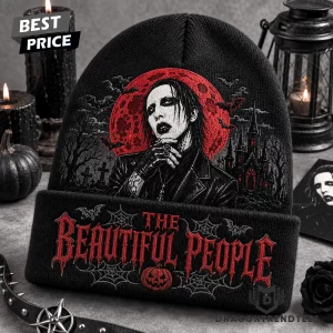 Marilyn Manson The Beautiful People Spooky Gothic Halloween Rock Metal Knit Beanie Hat