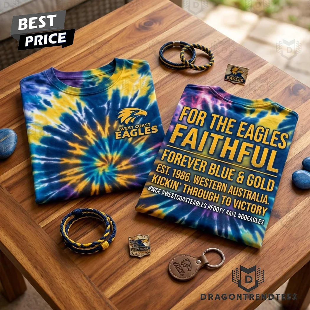West Coast Eagles AFL Tie-Dye Blue & Gold Faithful T-Shirt West Coast Eagles AFL Tie-Dye Blue & Gold Faithful T-Shirt