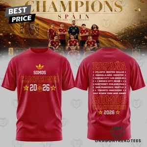 Spain Soccer Somos Campeones 2026 Victory Limited Edition Gold Star 3D T-Shirt