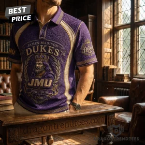 James Madison University JMU Dukes Duke Dog Premium 3D Embossed Vintage Polo Shirt