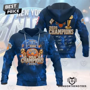 New York Knicks 2026 NBA Champions Gold Trophy Graphic 3D T-Shirt