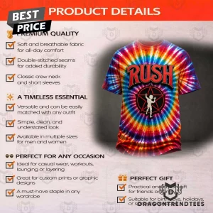 Rush Starman Rock Band Retro Psychedelic 3D Graphic Tie-Dye T-Shirt