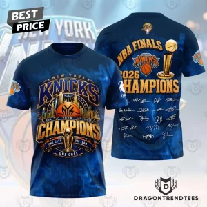 New York Knicks 2026 Championship Gold Trophy All-Over Print 3D T-Shirt