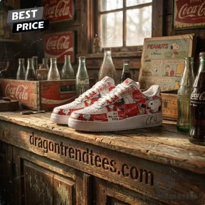 Snoopy Peanuts x Coca-Cola Classic Red and White Custom Graphic Air Force 1 Shoes