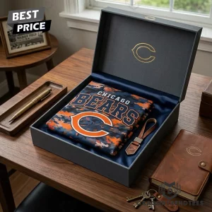 Chicago Bears Premium Orange and Navy Camouflage Graphic T-Shirt