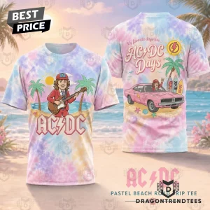 AC/DC Angus Young Retro Pastel Tie-Dye Beach Road Trip Graphic T-Shirt