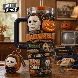 Michael Myers Halloween 1978 Horror Movie 3D Embossed Insulated Stainless Steel 40oz Tumbler with Handle