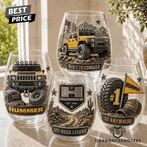 Hummer Est 1992 Off-Road Legend 3D Sculpted Collectible Stemless Wine Glass