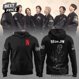 BTS Jin Seokjin 10th Anniversary Commemorative K-Pop Black Pullover Hoodie