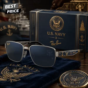 US Navy Commemorative Military Tribute Premium Engraved Metal Frame Sunglasses