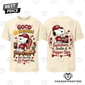 Dr Pepper Snoopy Good Morning Sunshine Smiles Vintage Cream Retro Cartoon Graphic T-Shirt