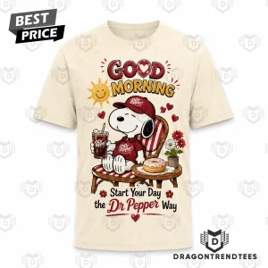 Dr Pepper Snoopy Good Morning Sunshine Smiles Vintage Cream Retro Cartoon Graphic T-Shirt