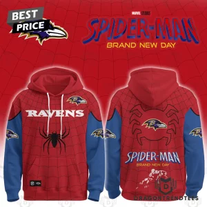 Baltimore Ravens and Spider-Man Marvel Crossover 2026 Limited Edition Graphic Hoodie