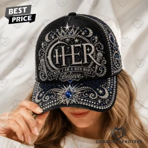 Cher Mom I Am A Rich Man Believe Rhinestone Embellished Luxury Vintage Baseball Cap