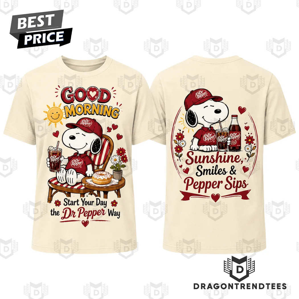Dr Pepper Snoopy Good Morning Sunshine Smiles Vintage Cream Retro Cartoon Graphic T-Shirt Dr Pepper Snoopy Good Morning Sunshine Smiles Vintage Cream Retro Cartoon Graphic T-Shirt