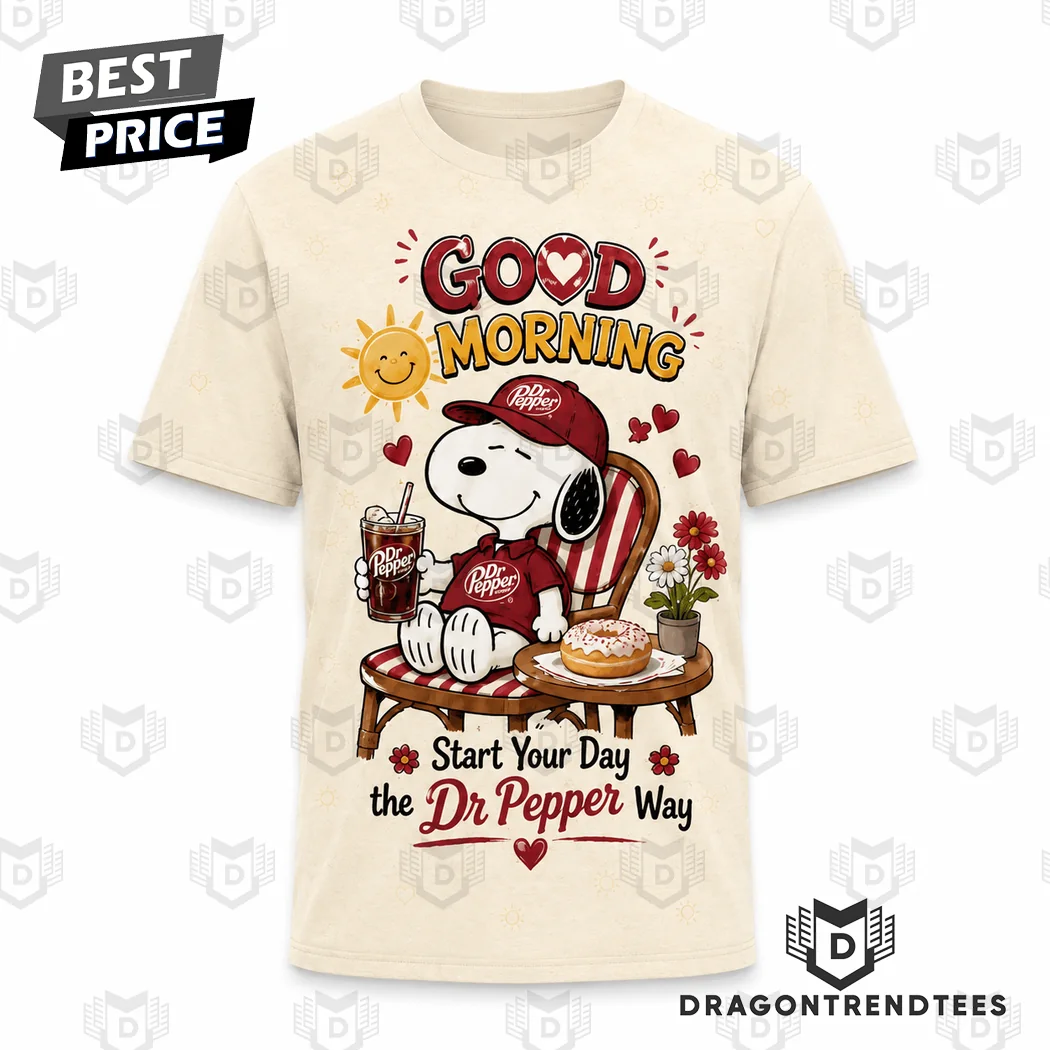 Dr Pepper Snoopy Good Morning Sunshine Smiles Vintage Cream Retro Cartoon Graphic T-Shirt Dr Pepper Snoopy Good Morning Sunshine Smiles Vintage Cream Retro Cartoon Graphic T-Shirt