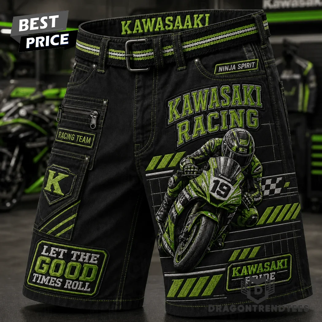 Kawasaki Racing Ninja Spirit Biker Graphic Embroidered Heavy Duty Men’s Casual Shorts Kawasaki Racing Ninja Spirit Biker Graphic Embroidered Heavy Duty Men’s Casual Shorts