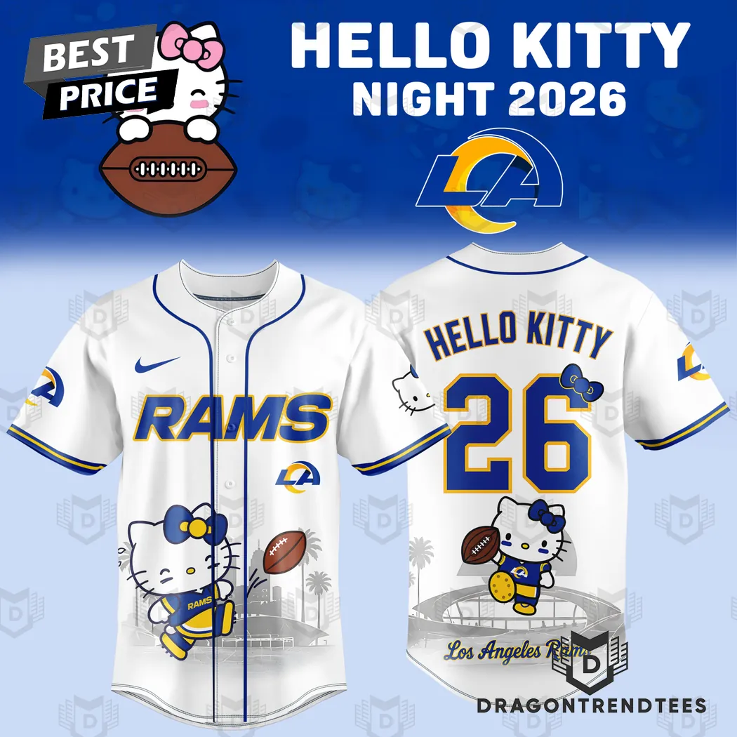 Los Angeles Rams x Hello Kitty Commemorative Special Edition Graphic Baseball Jersey Los Angeles Rams x Hello Kitty Commemorative Special Edition Graphic Baseball Jersey
