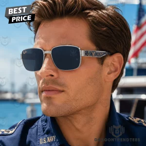 US Navy Commemorative Military Tribute Premium Engraved Metal Frame Sunglasses