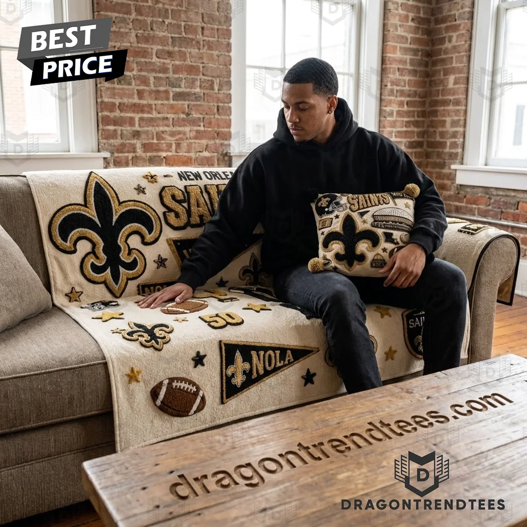 New Orleans Saints Who Dat NFL Premium Tufted 3D Embroidered Luxury Sofa Cover and Pillow Set New Orleans Saints Who Dat NFL Premium Tufted 3D Embroidered Luxury Sofa Cover and Pillow Set