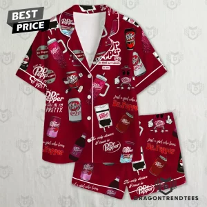 Dr Pepper Just A Girl Who Loves Soda Satin Short Sleeve Button Down Pajama Set