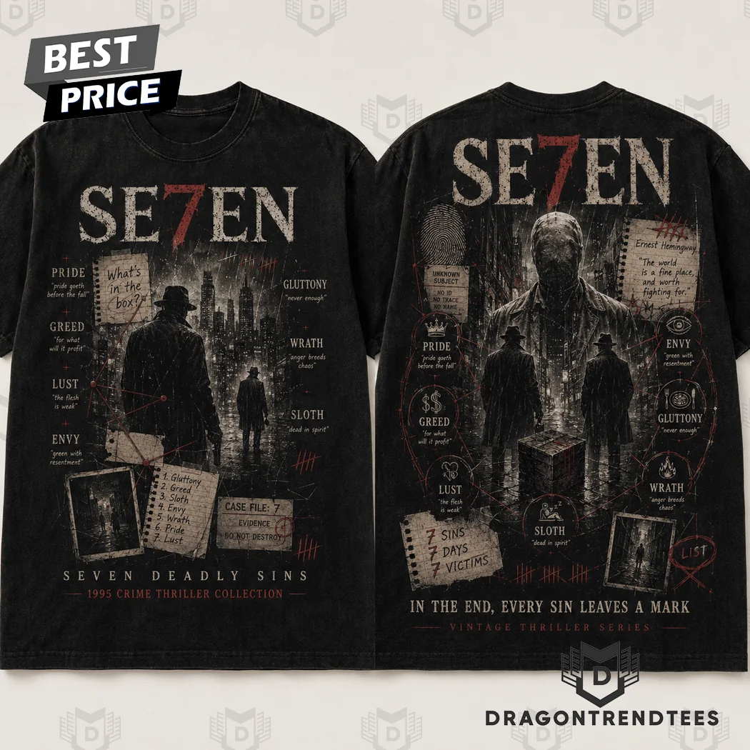 Se7en 1995 Movie Seven Deadly Sins Vintage Washed Graphic T-Shirt Se7en 1995 Movie Seven Deadly Sins Vintage Washed Graphic T-Shirt