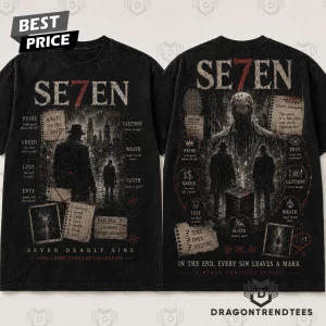 Se7en 1995 Movie Seven Deadly Sins Vintage Washed Graphic T-Shirt