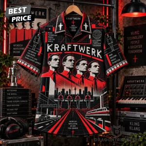 Kraftwerk The Man-Machine Retro Electronic Music Band Graphic Button Down Hawaiian Shirt