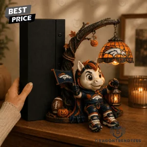 Denver Broncos NFL Mascot Tiffany Style Stained Glass Halloween Collectible Bookshelf Figurine Lamp