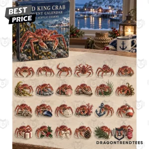 Alaskan Red King Crab Nautical Christmas Holiday Countdown 24-Piece Acrylic Charm Advent Calendar