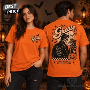 Vintage Grease Movie Skeleton Couple Til Death Do Us Party Halloween Graphic T-Shirt