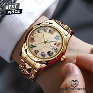Final Fantasy Luxury Two-Tone Alloy Roman Numeral Day-Date Quartz Watch