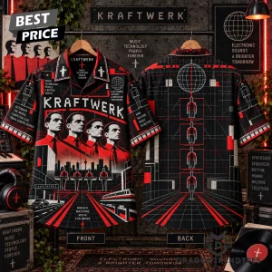 Kraftwerk The Man-Machine Retro Electronic Music Band Graphic Button Down Hawaiian Shirt
