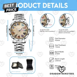 Final Fantasy Luxury Two-Tone Alloy Roman Numeral Day-Date Quartz Watch