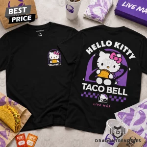 Hello Kitty x Taco Bell Live Mas Cute Cartoon Graphic White Short Sleeve T-Shirt