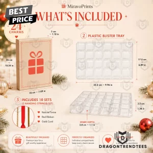 Alaskan Red King Crab Nautical Christmas Holiday Countdown 24-Piece Acrylic Charm Advent Calendar