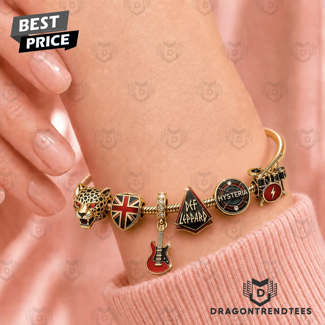 Def Leppard Hysteria Rock Band Gold Plated Charm Bracelet Set Def Leppard Hysteria Rock Band Gold Plated Charm Bracelet Set