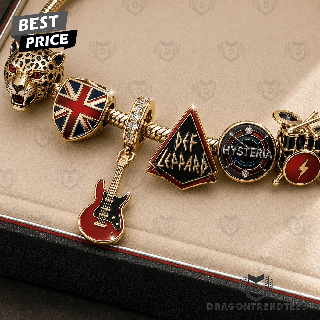 Def Leppard Hysteria Rock Band Gold Plated Charm Bracelet Set Def Leppard Hysteria Rock Band Gold Plated Charm Bracelet Set