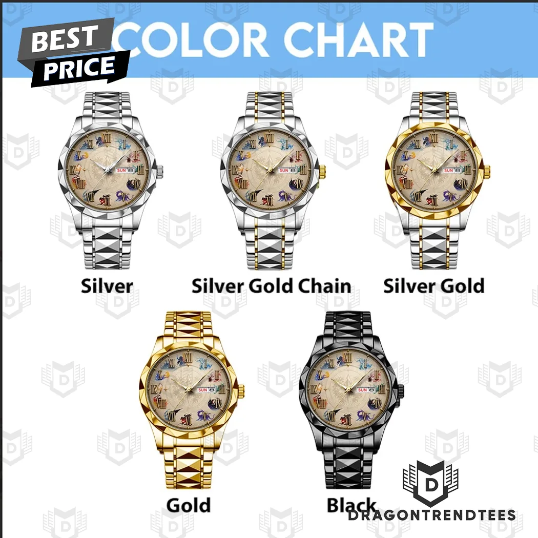 Final Fantasy Luxury Two-Tone Alloy Roman Numeral Day-Date Quartz Watch Final Fantasy Luxury Two-Tone Alloy Roman Numeral Day-Date Quartz Watch