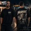Bang Energy Fuel Your Nightmare Skeleton Biker Halloween Double Sided Graphic T-Shirt Bang Energy Fuel Your Nightmare Skeleton Biker Halloween Double Sided Graphic T-Shirt